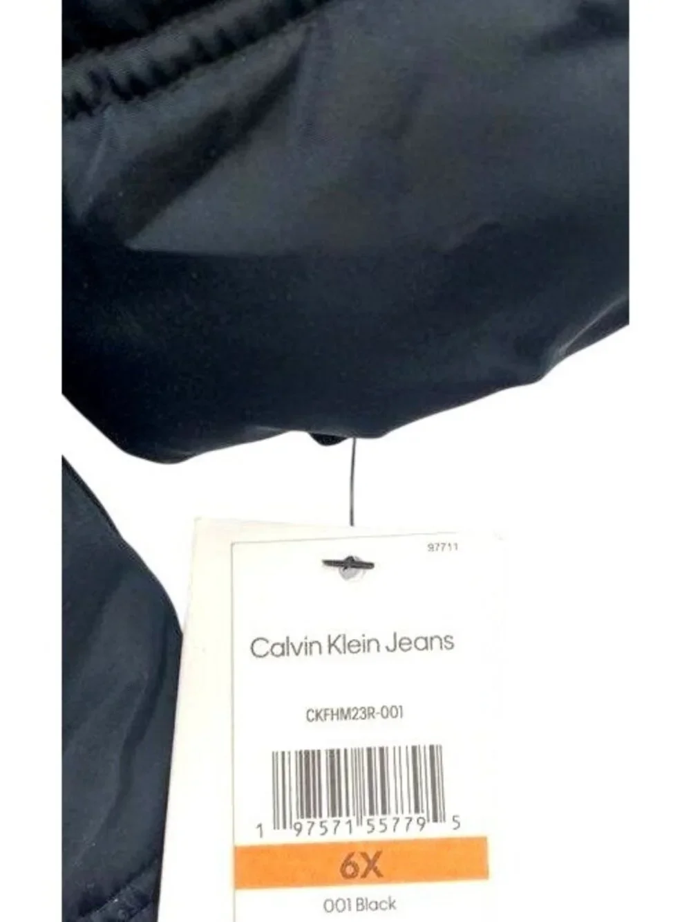 Calvin Klein Jeans Girls Black Puffer Coat With Faux Fur Hood Size 6X NWT